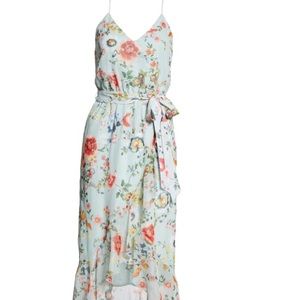 Mable Mock Wrap Floral Print Silk Chiffon Dress